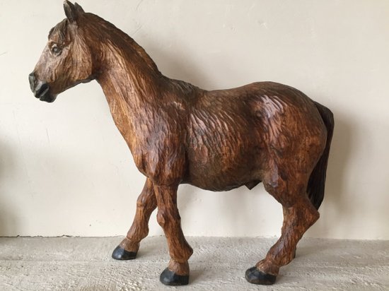 Cavallo In Legno Intagliato. Opera denominata "Foresta Nera".