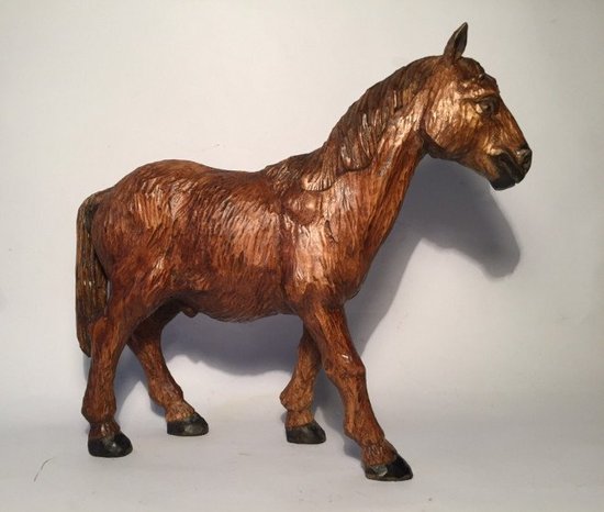 Cavallo In Legno Intagliato. Opera denominata "Foresta Nera".