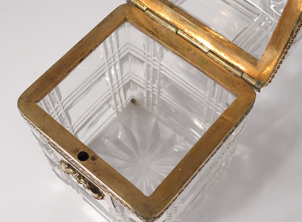 Small Box Charles X Box Baccarat Creusot Crystal Brass Bronze 19th