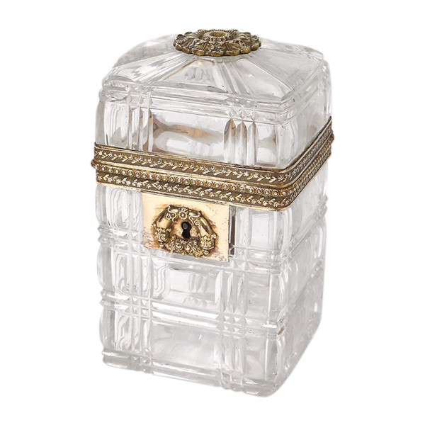 Small Box Charles X Box Baccarat Creusot Crystal Brass Bronze 19th