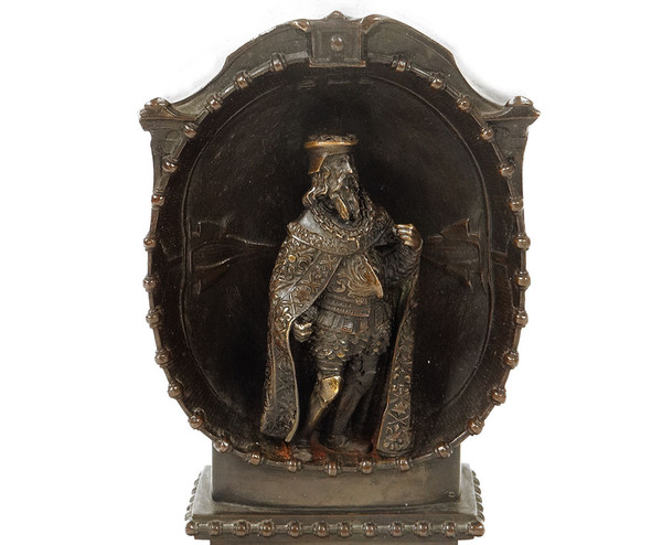 Coppia di sculture in bronzo Figure rinascimentali Navigatori d'alcova XIX secolo