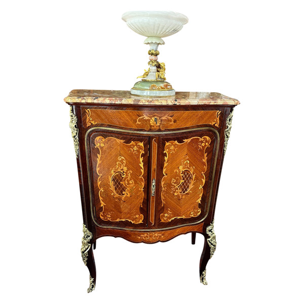 LOUIS XV STYLE MARQUETRY HIGH CABINET