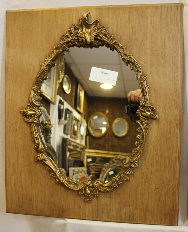 Pair Of Rectangular Mirrors, Wood And Gold, Rococo Style 48 X 58 Cm