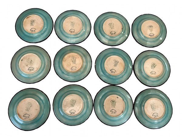 Japanese enamel dessert plate service