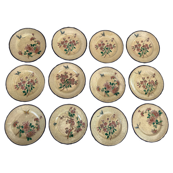 Japanese enamel dessert plate service