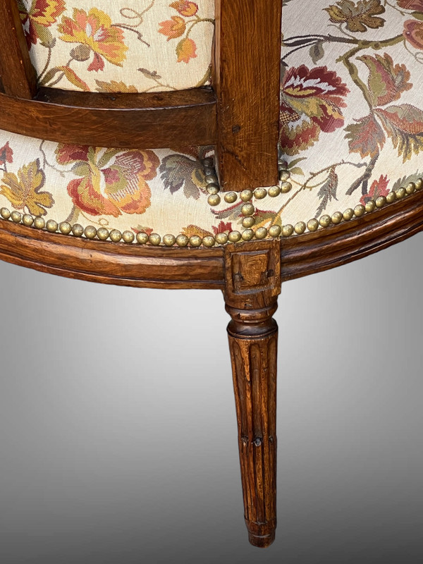 PAIRE DE FAUTEUILS XVIIIe ÉPOQUE LOUIS XVI CABRIOLET A DOSSIER BÊCHE TAPISSÉS