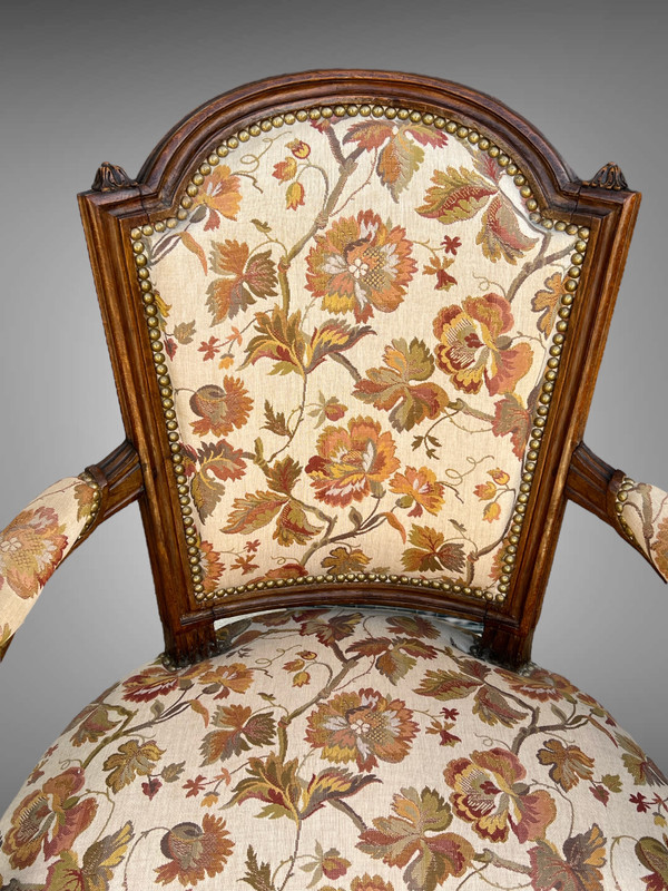 PAIRE DE FAUTEUILS XVIIIe ÉPOQUE LOUIS XVI CABRIOLET A DOSSIER BÊCHE TAPISSÉS