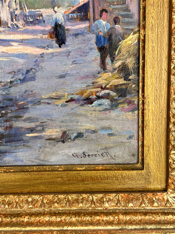 GEMÄLDE / ÖL AUF TAFEL VON GEORGES SERRIER 1852 / 1949 ( DORFSTRASSE )