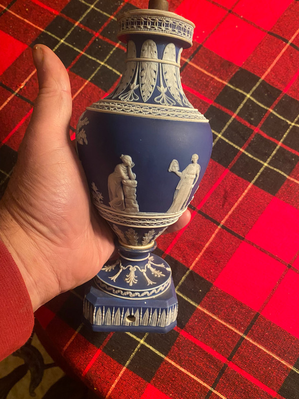 Base per lampada in porcellana blu e bianca