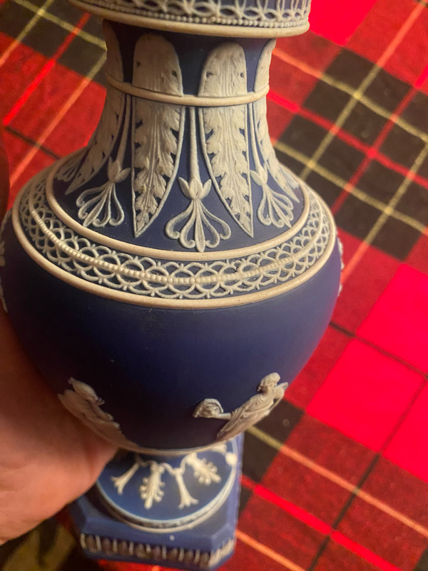 Base per lampada in porcellana blu e bianca