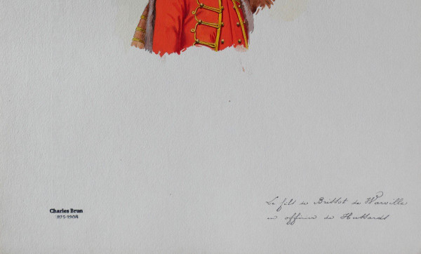 Charles BRUN 1825-1908 Ritratto del figlio di Brissot de Warville, disegno, Napoleone, Impero