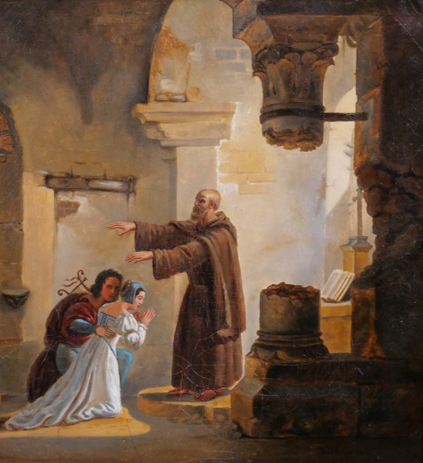 Villeneuve, XIX secolo, Il matrimonio segreto di Romeo e Giulietta di Frate Laurent, dipinto, 1831