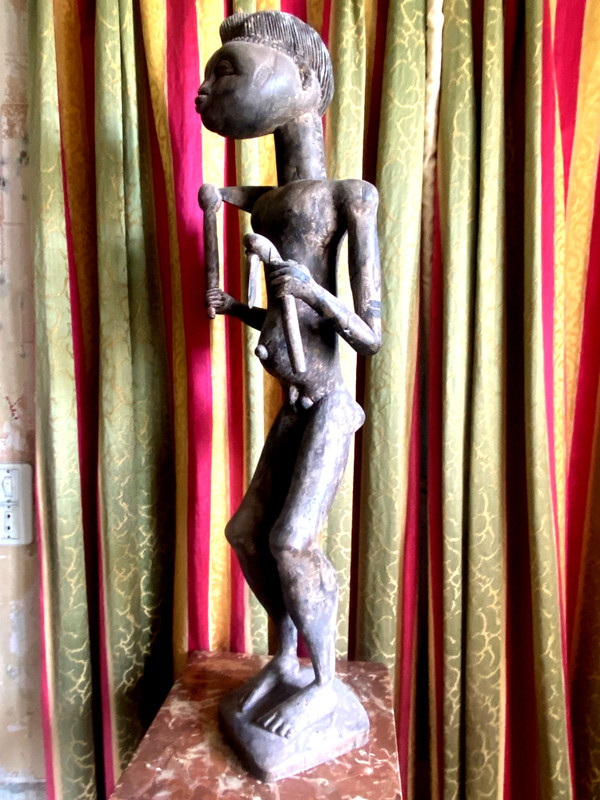 Statue d'Homme des champs Baoulé en Bois sculpté époque 19ème