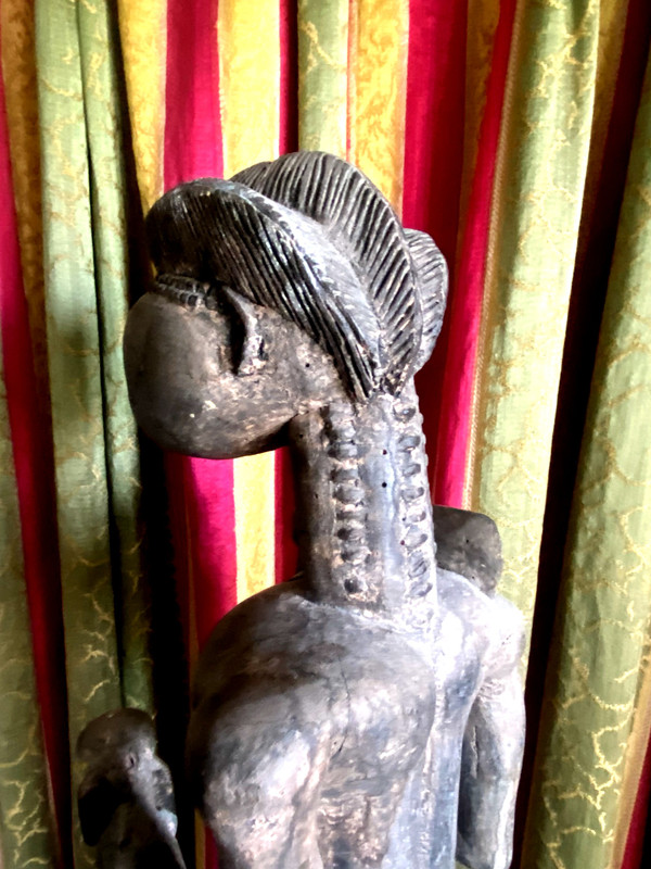 Statue d'Homme des champs Baoulé en Bois sculpté époque 19ème