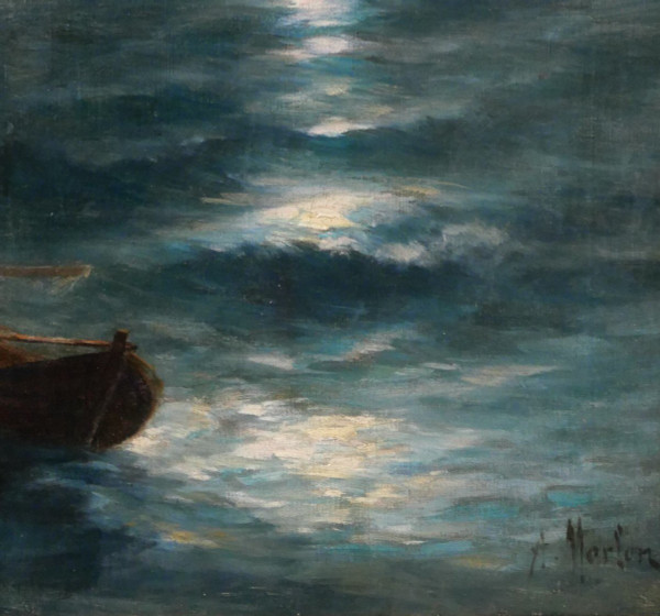 Antoine MORLON 1834-1913 Cristo Salvatore, dipinto, Salon, 1887, barca, mare, religione