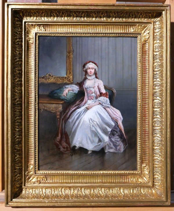 Léonard SAURFELT 1840-c. 1890 Portrait de femme, tableau, vers 1870