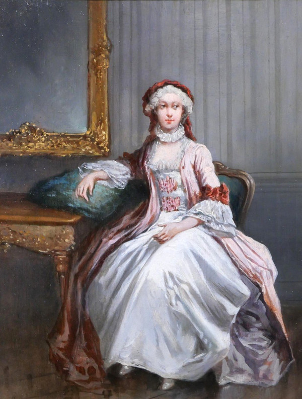 Léonard SAURFELT 1840-c. 1890 Portrait de femme, tableau, vers 1870