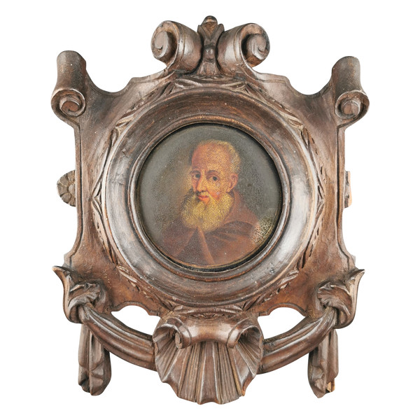 bearded man, miniature on cardboard 19th century