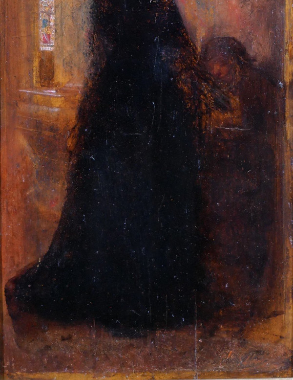 Charles SELLIER 1830-1882 Porträt einer Frau in einer Kirche, Gemälde, um 1870