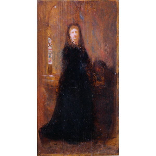 Charles SELLIER 1830-1882 Porträt einer Frau in einer Kirche, Gemälde, um 1870