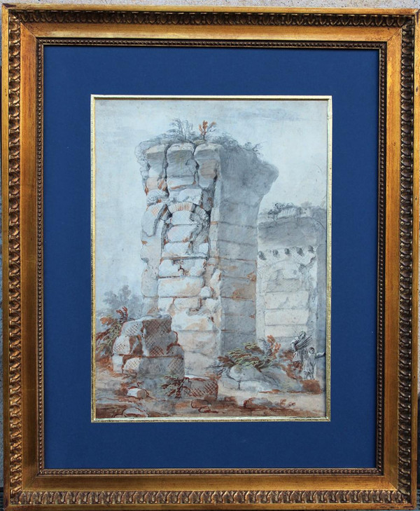 Charles Louis CLERISSEAU 1721-1820 Ruine antique, dessin