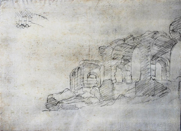 Charles Louis CLERISSEAU 1721-1820 Ruine antique, dessin
