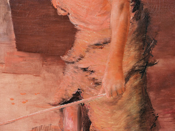 Lucien JONAS (attribué à), 1880-1947, Ouvrier dans un haut-fourneau, tableau, vers 1900