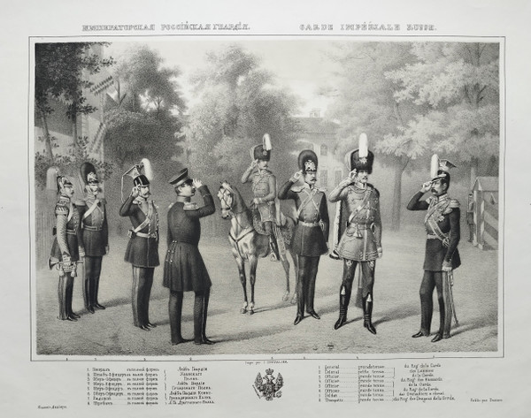 Russian Imperial Guard Lithograph 19th C Old Print