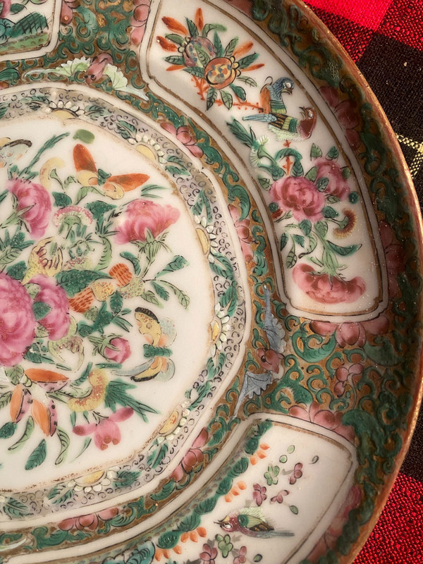Three Chinese 18th Famille verte plates of very beautiful workmanship finely decorated with scenes and flowers