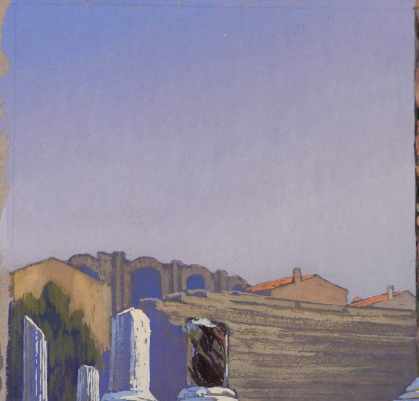 François-Etienne LAHAYE (1878-1949) Arles, ancient theater, daylight effect, drawing, circa 1920