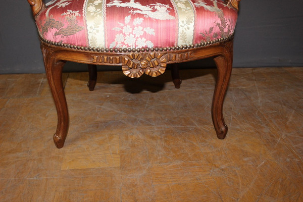 Pair Of Lyonnais XVIII Armchairs In Transitional Walnut