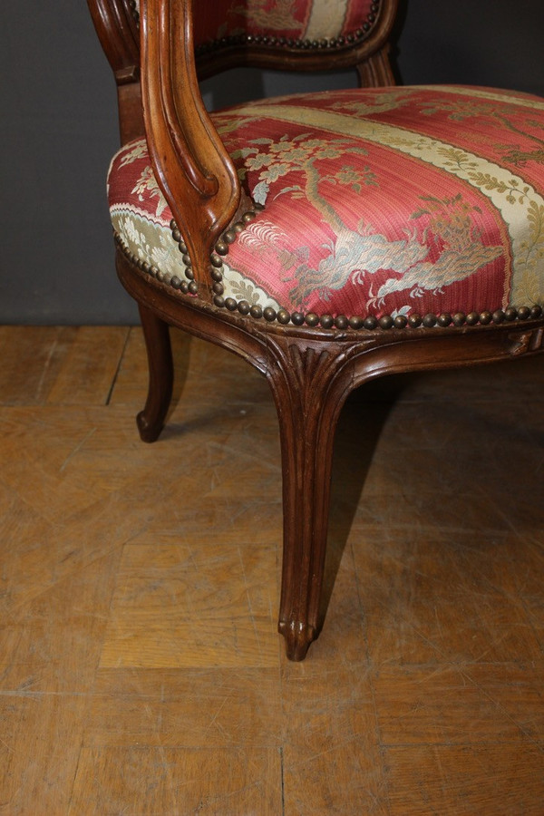 Pair Of Lyonnais XVIII Armchairs In Transitional Walnut