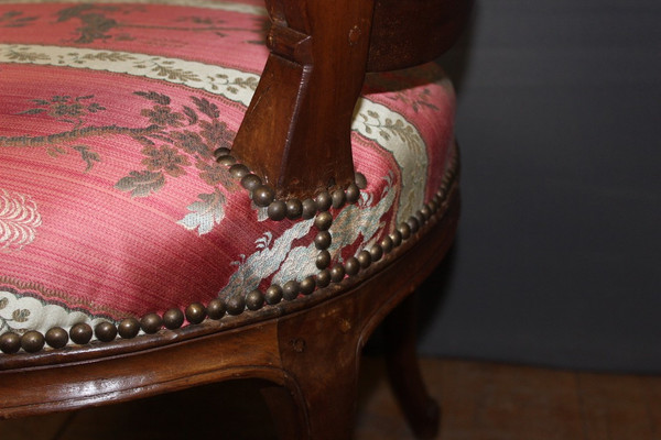 Pair Of Lyonnais XVIII Armchairs In Transitional Walnut