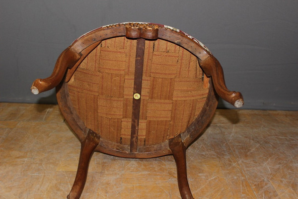 Pair Of Lyonnais XVIII Armchairs In Transitional Walnut