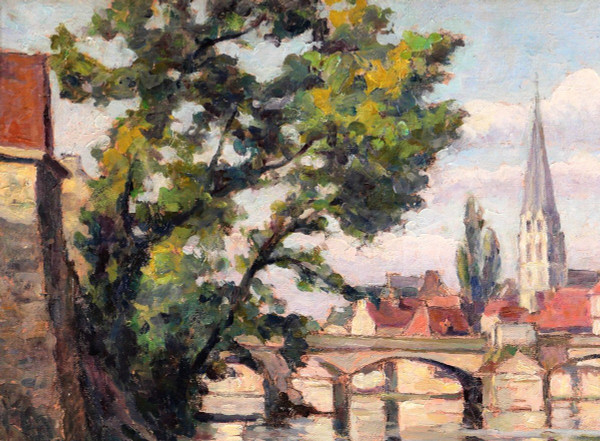 Paul CORDONNIER (1878-1963) Paysage de la Creuse, Argenton-sur-Creuse, tableau, circa 1910-20