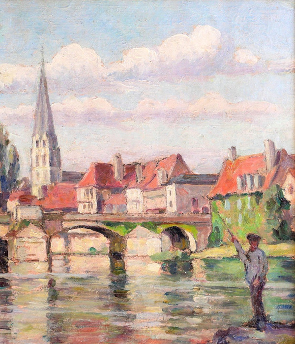 Paul CORDONNIER (1878-1963) Paysage de la Creuse, Argenton-sur-Creuse, tableau, circa 1910-20