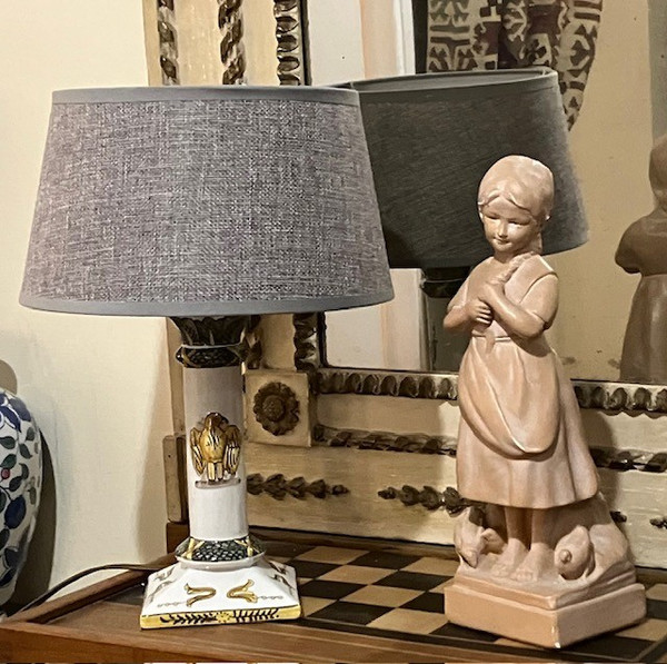 Antike Quimper-Steingutlampe aus dem späten 19. Jahrhundert