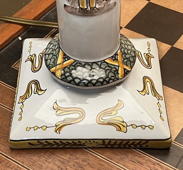 Antike Quimper-Steingutlampe aus dem späten 19. Jahrhundert