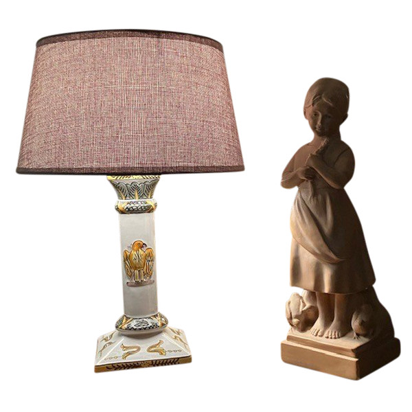 Antike Quimper-Steingutlampe aus dem späten 19. Jahrhundert