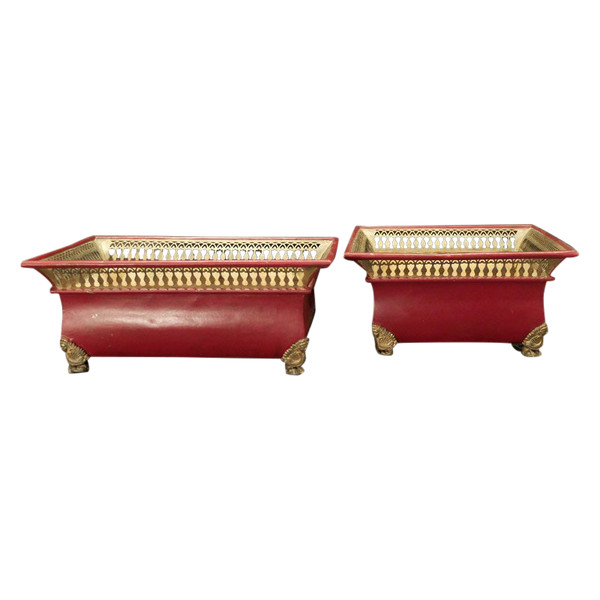 Pair Of Tin Planters - 19th Century
