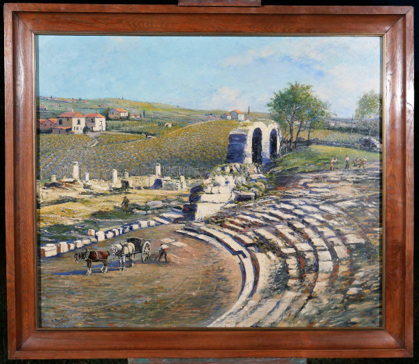 Camille GRETH 1895-1942 Le théâtre romain de Vaison-la-Romaine, tableau, c. 1920-30