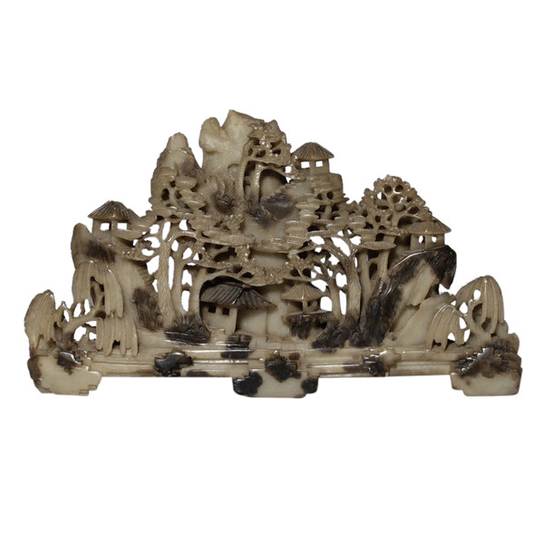 Paysage chinois - groupe en jade, fin de la dynastie Qing