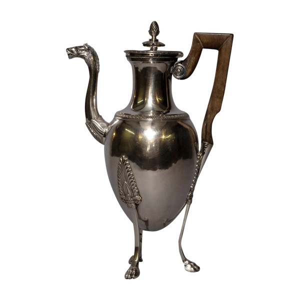 Empire tripod coffee pot in sterling silver