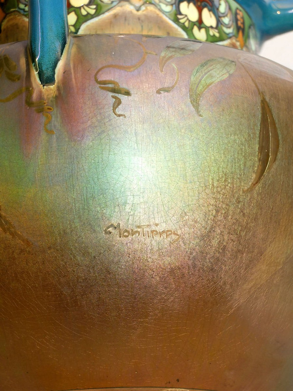 Manufacture de Montières - Large iridescent vase circa 1917