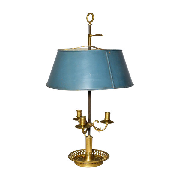 Hot-water bottle lamp in gilded bronze and lacquered sheet metal