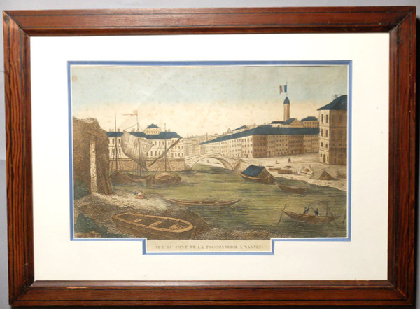 The Poissonnerie bridge in Nantes - 18th century engraving