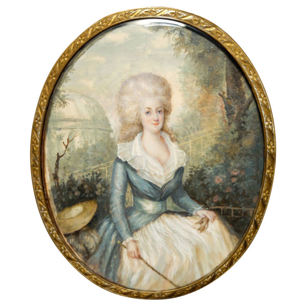 AUGUSTIN DUBOURG, Portrait of Marie-Antoinette after Gautier d'AGOTY, miniature dated 1780