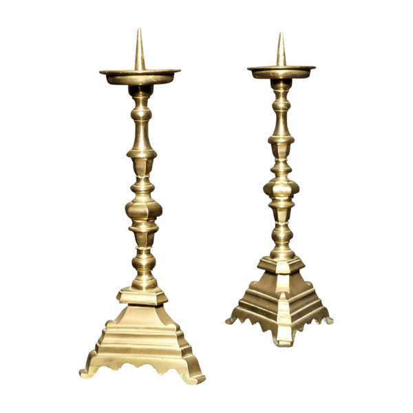 Pair of 17th-century tripod candlesticks
