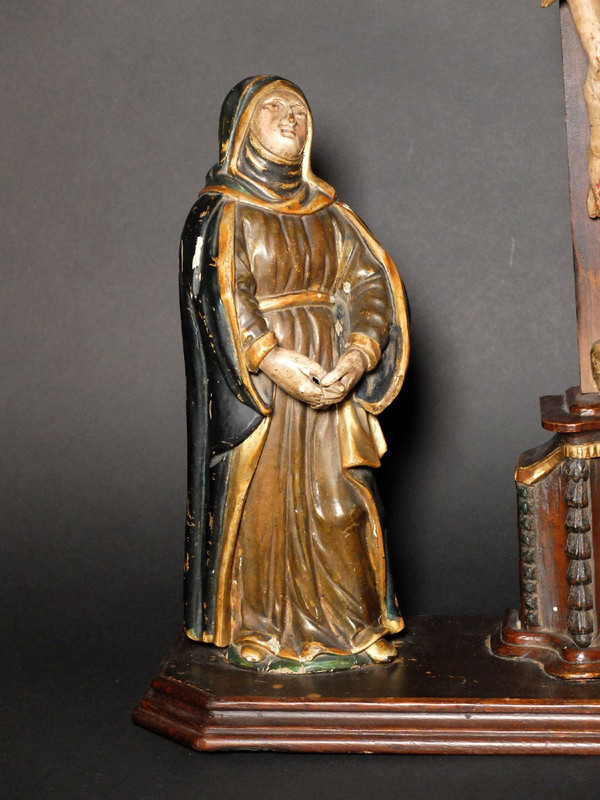 Groupe en bois sculpté - La Crucifixion