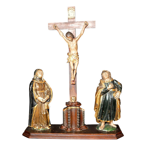 Groupe en bois sculpté - La Crucifixion